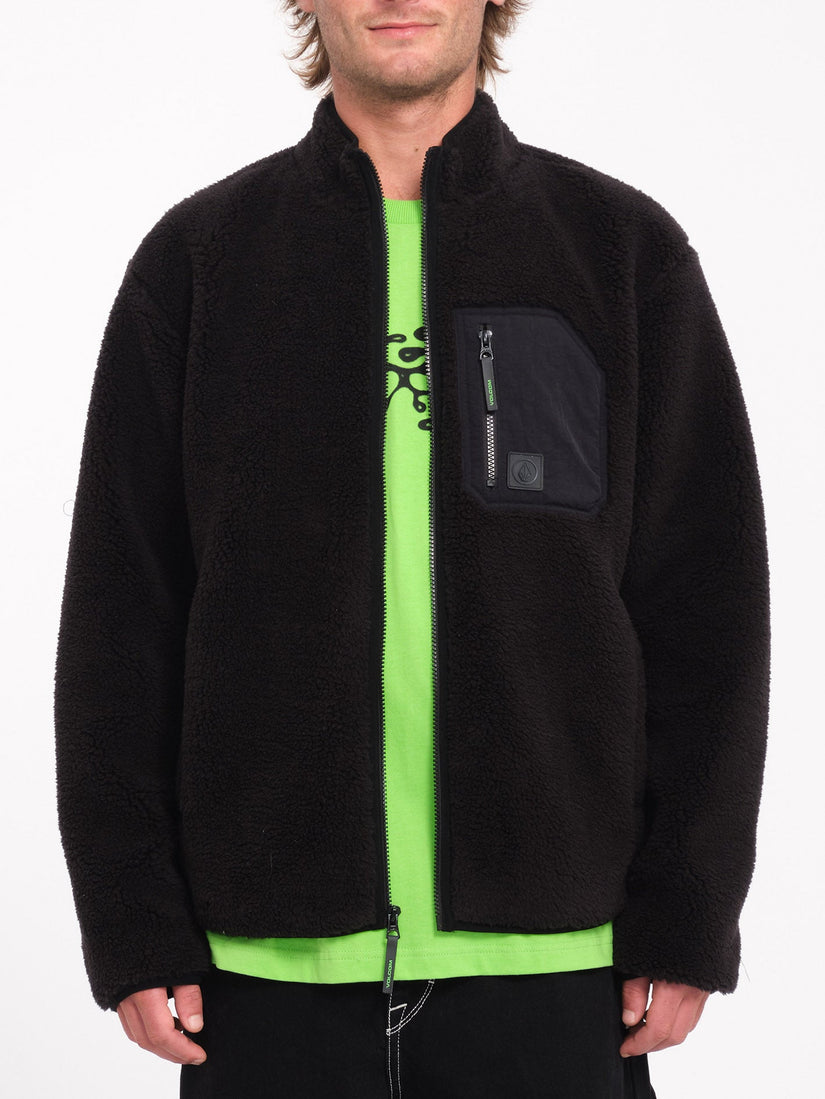 Muzzer Fuzzar Zip Sherpa Sweatshirt - Black